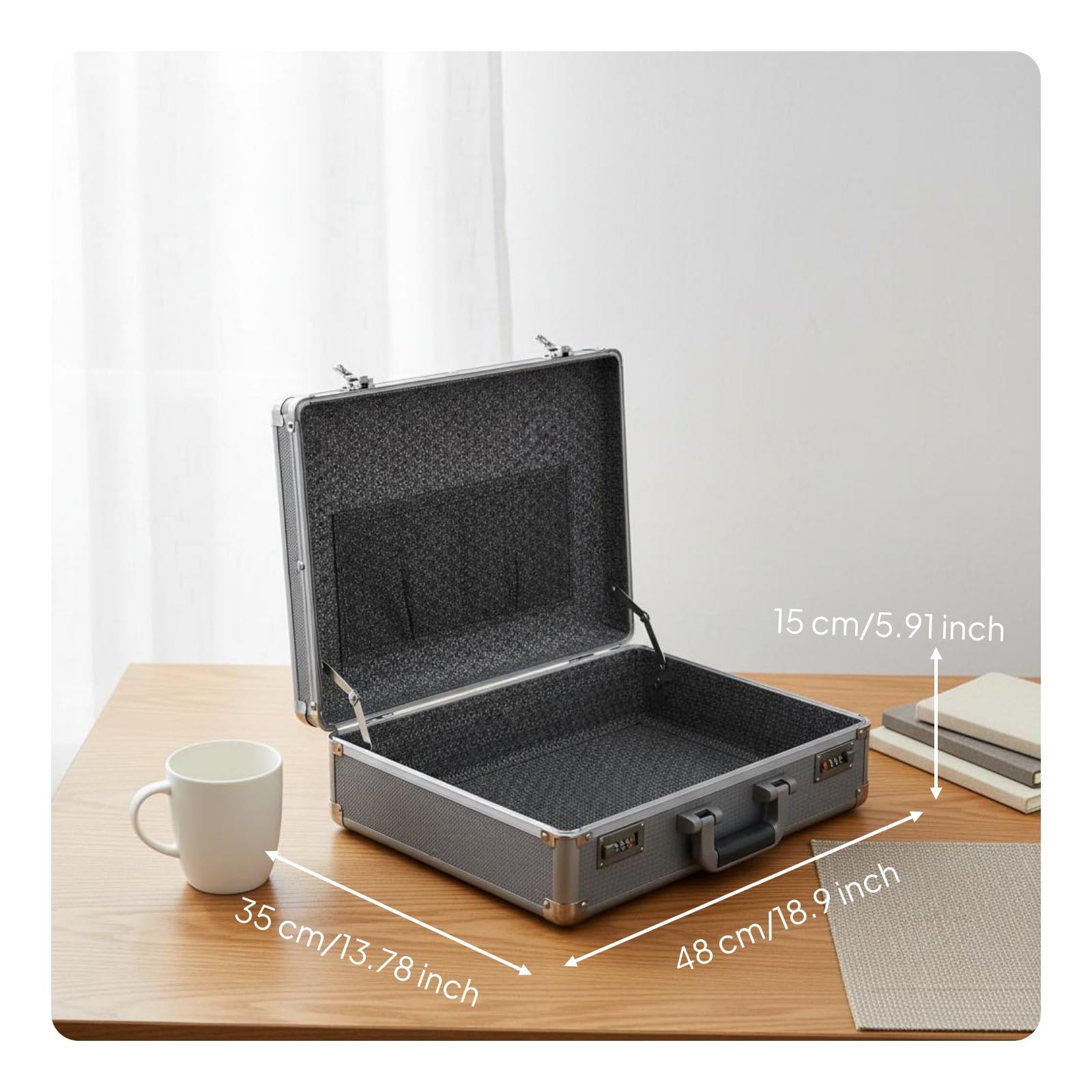 Maletín de Aluminio Caja de Almacenamiento Estuche Portátil Organizador con Estructura Ligera y Resistente de Combinación para Protección de Laptops y, Gris Titanio, size to 13