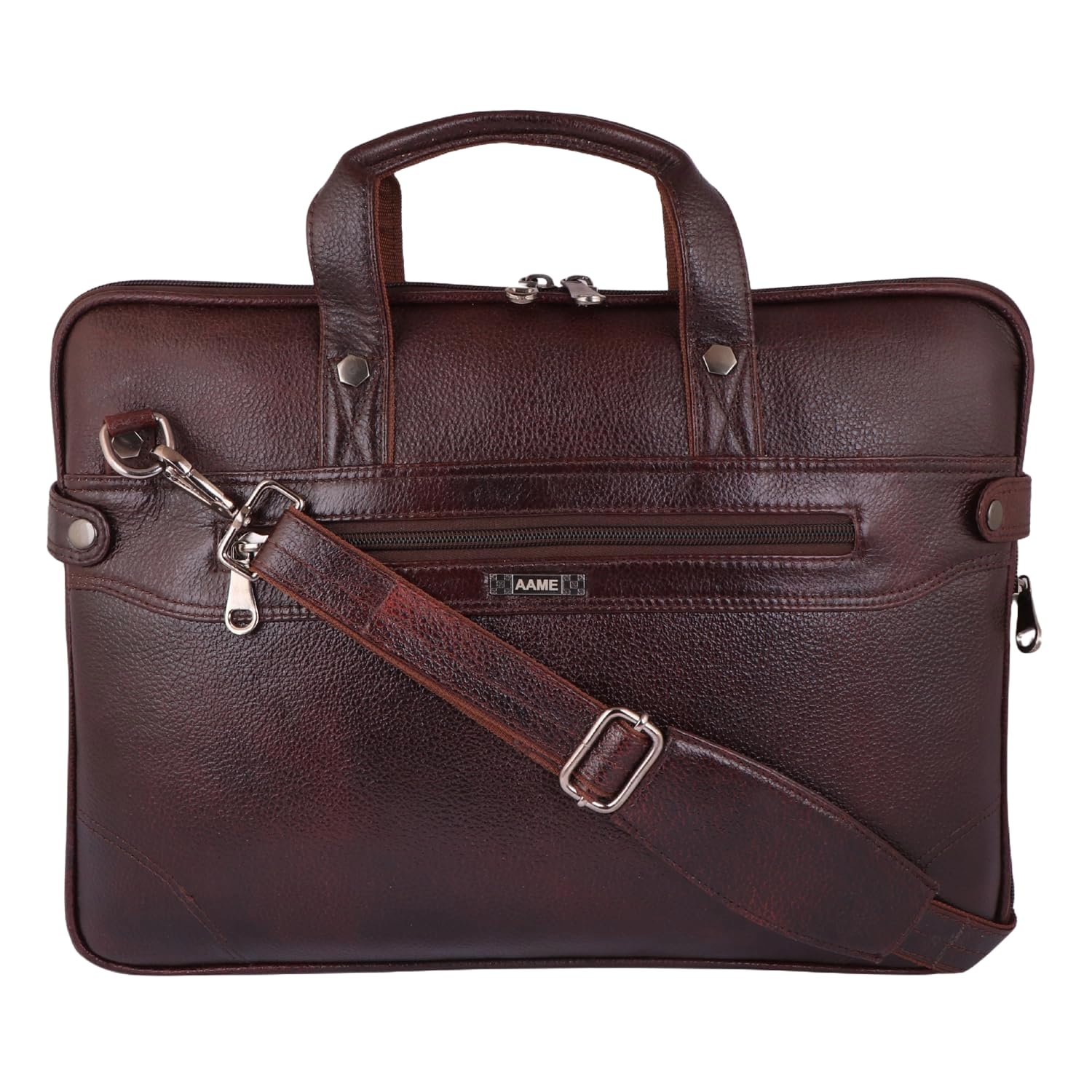 AAME Executive Laptop Messenger Genuine Leather Bag for Men - Slim & Expandable, Support up to 15.6" Inches Laptops (Brown): For Office Use with Multiple Compartments & Adjustable Strap with Dust Bag (B0D4JBSZYZ) Amazon Price History, Amazon Price Tracker