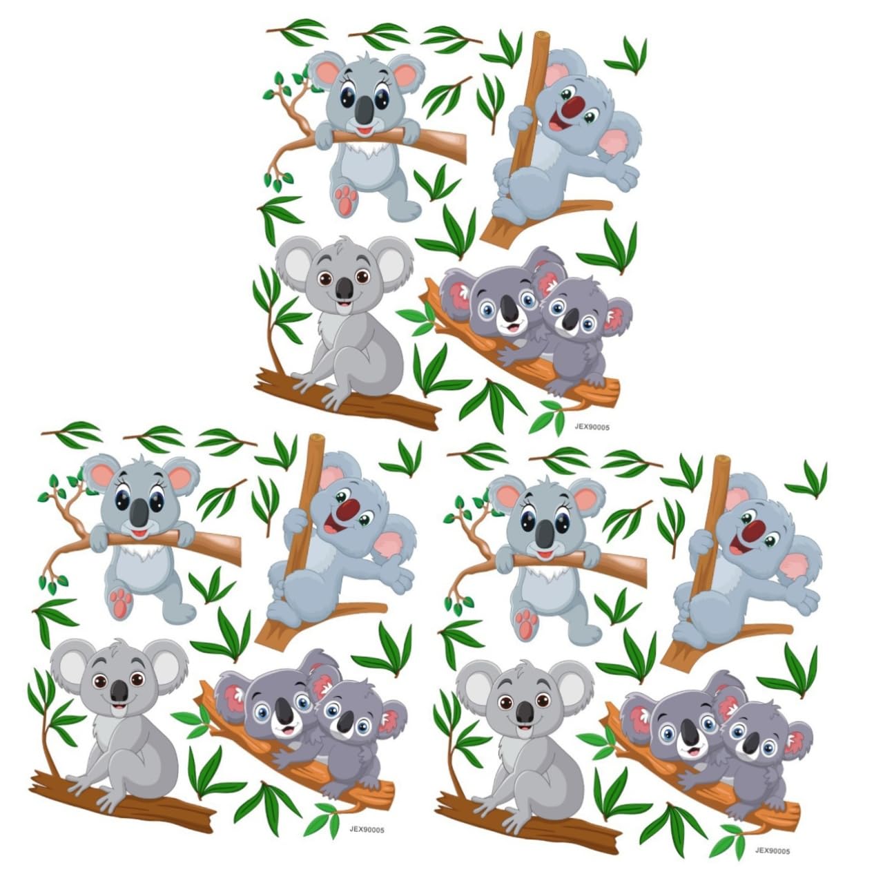 Autocollants muraux animaux OSALADI 3 feuilles en PVC pour chambre d'enfant