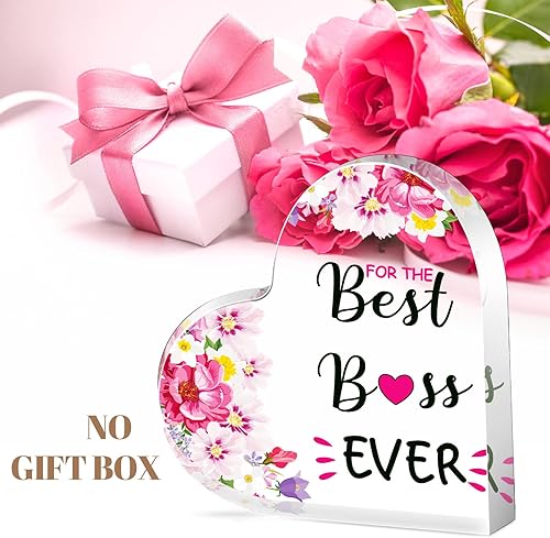 Miniatura 2 de Regalos de corazón de acrílico para mujeres, los mejores regalos para jefes, el mejor jefe de la historia, para el día del jefe, cumpleaños,