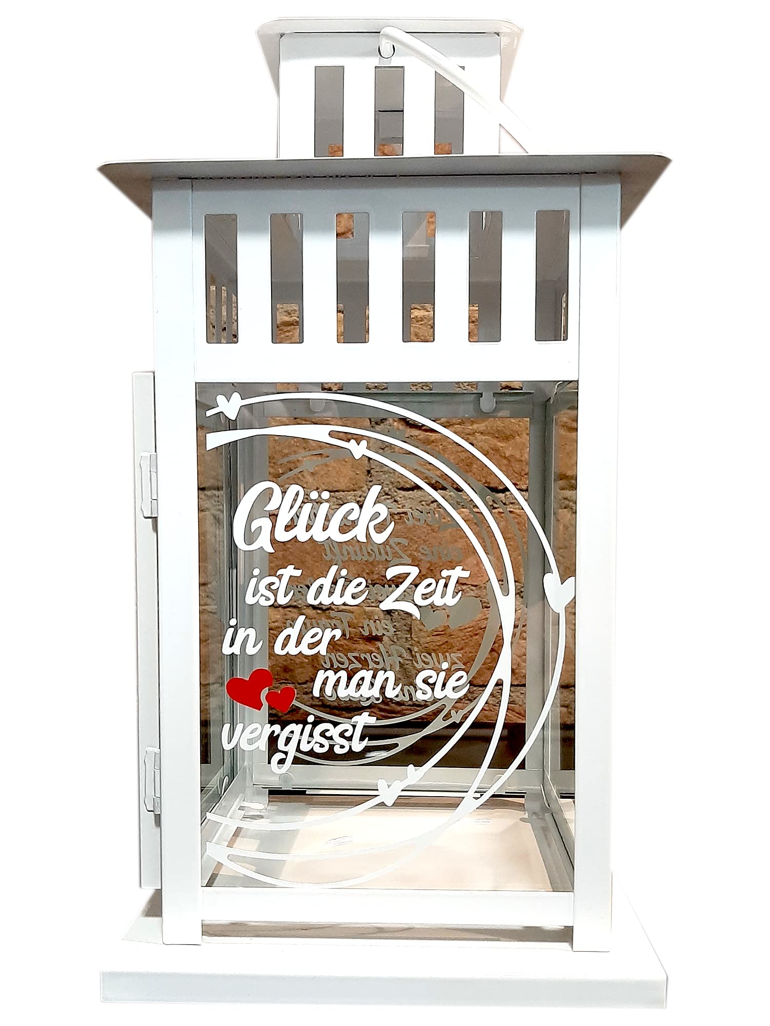 Hochzeitsgeschenke für Brautpaare Laterne Hochzeit personalisiert mit Namen und Datum (Glück rot)