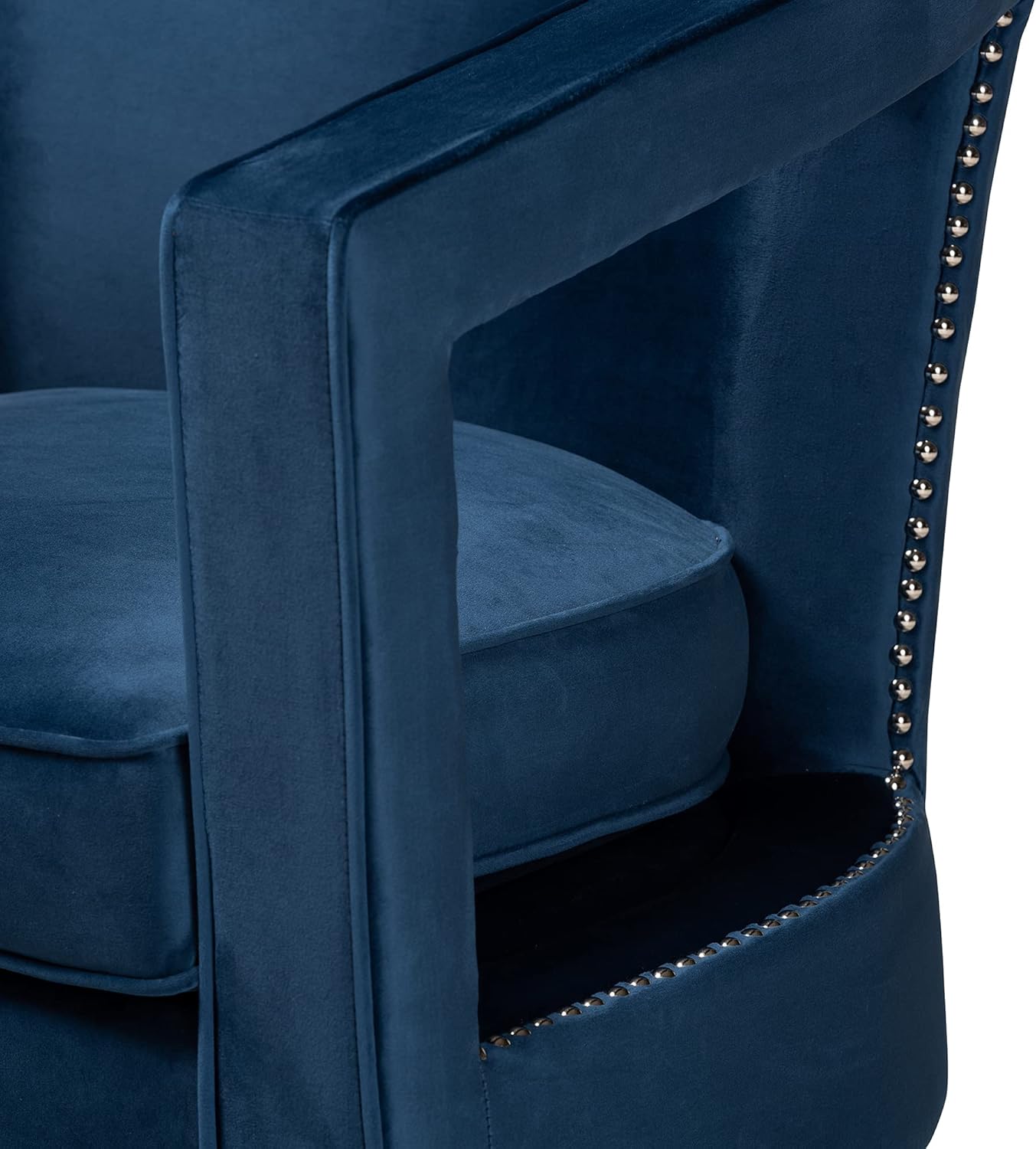 Baxton Studio Neville Modern Luxe and Glam Navy Blue Velvet Fabric Upholstered and Gold Finished Metal Armchair