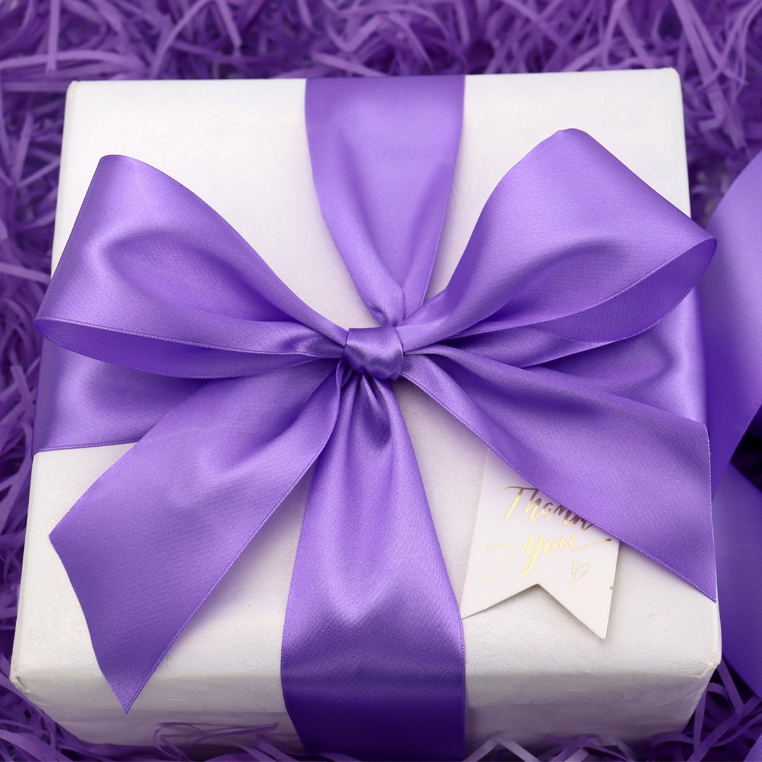 RIUNBB Light Purple Solid Satin Ribbon 2 Inch 25 Yards Solid Polyester Fabric Ribbon for Gift Wrapping Wedding Christmas Baby Shower Birthday Party Decoration Handmade Immortal Flower Craft