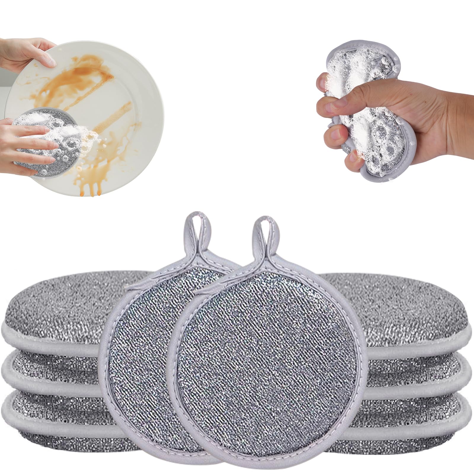 Lot De 12 Chiffons De Nettoyage En Métal - Double Couche, Antibactérien, Pour Vaisselle, Plaques De Cuisson, éviers