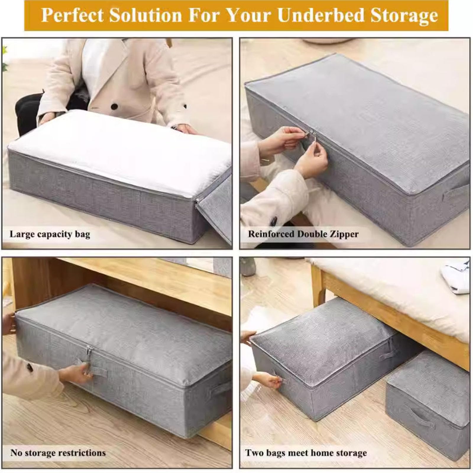 Almacenamiento De Cama, Almacenamiento Bolsas De Contenedores Con Tapa, Plegable Almacenamiento De Ropa Cajón Organizador Con Resistente Paredes Laterales/fondo, Almacenamiento Conten(Size:76X38X17CM)
