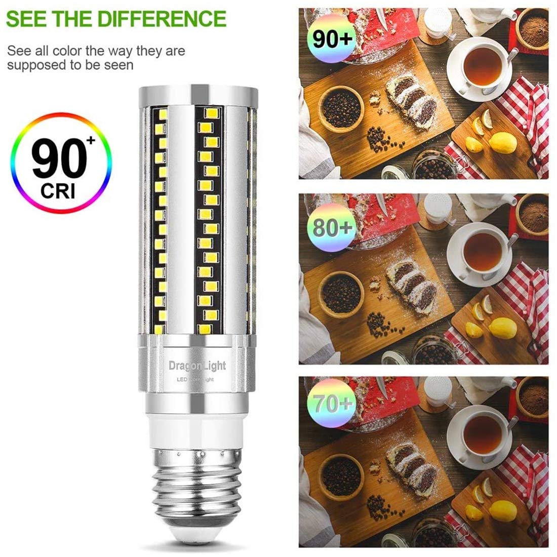 Lampadine Mais LED al Mais 2 Lampadine Super Luminose da 20 W (Equivalenti A 200 Watt) Luce Diurna 6000K 2.400 Lumen Lampadine LED E27 per Illuminazione Residenziale E Commerciale,100w e27