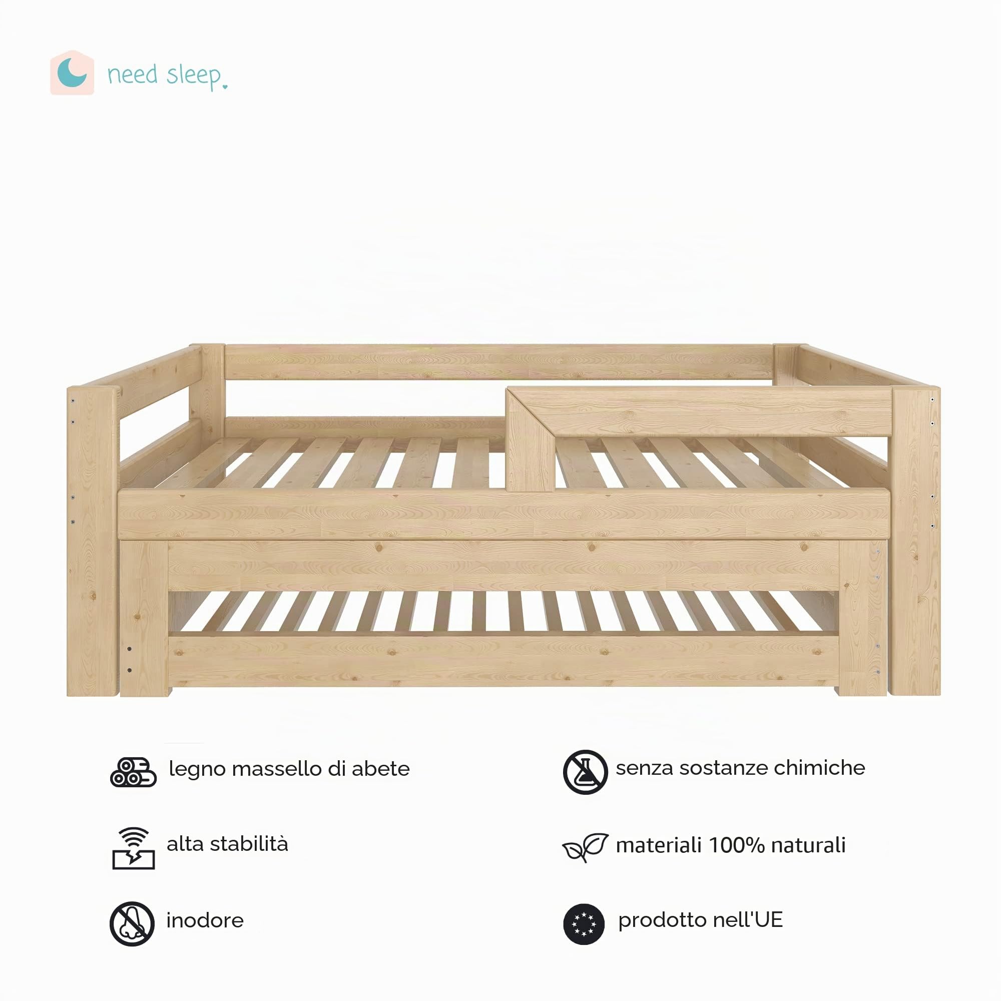 Need Sleep letto singolo con letto estraibile per bambini 160x80/140x70