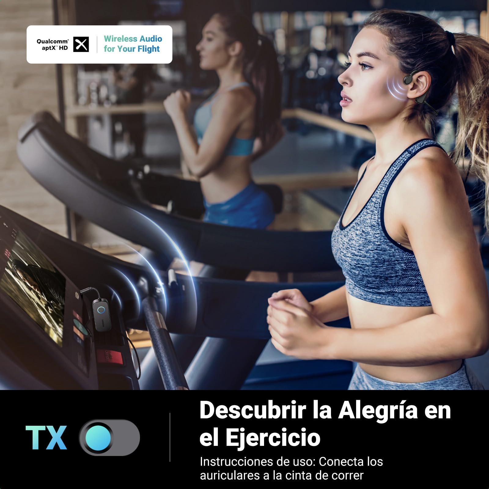 UGREEN aptX Adaptador Bluetooth 2 en 1 Transmisor Receptor 5.3 Audio Jack 3,5mm para TV Coche Altavoz Auriculares Amplificador Móvil PC
