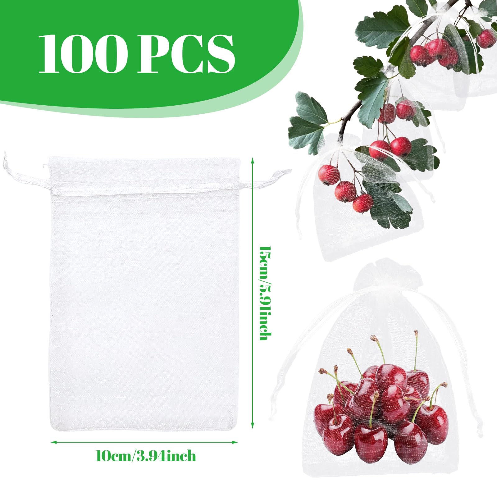 100 Pièces Sachet Organza Avec Cordon De Serrage Sac De Protection De Raisins Reutilisable Jardin Proteger Sacs Protection Pour Fruits Lytech 691ad9a21100e95ae1d2dc35