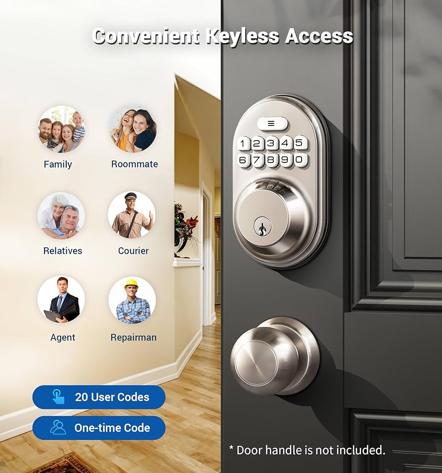 【visitfor】AnsDotsloevener Veise Keyless Entry Door Lock, Electronic Keypad Deadbolt, Keyed