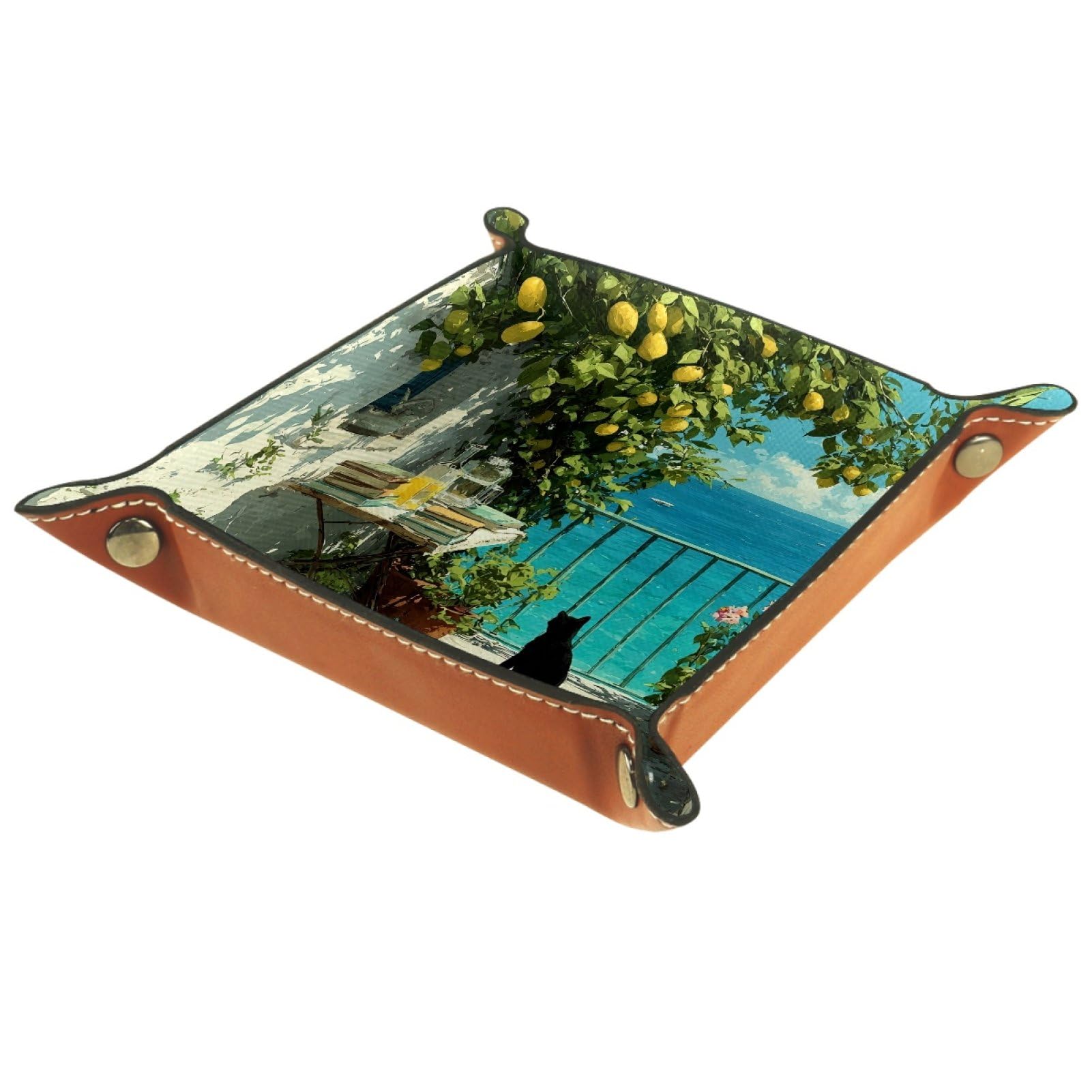 VAPOKF Lemon Tree Dice Tray, Folding Microfiber Leather Dice Holder for Dungeons and Dragons RPG Dice Gaming D&D and Other Table Games