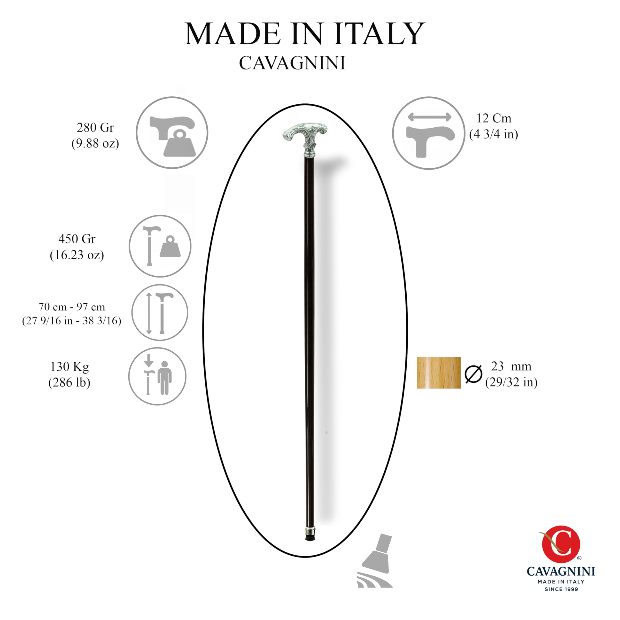 Bastone da Passeggio Lusso Per Uomo Elegante, Bastone da Passeggio Personalizzato Artiginale, Bastone Cavagnini Robusto Esclusivo Per Signore Anziano in Legno