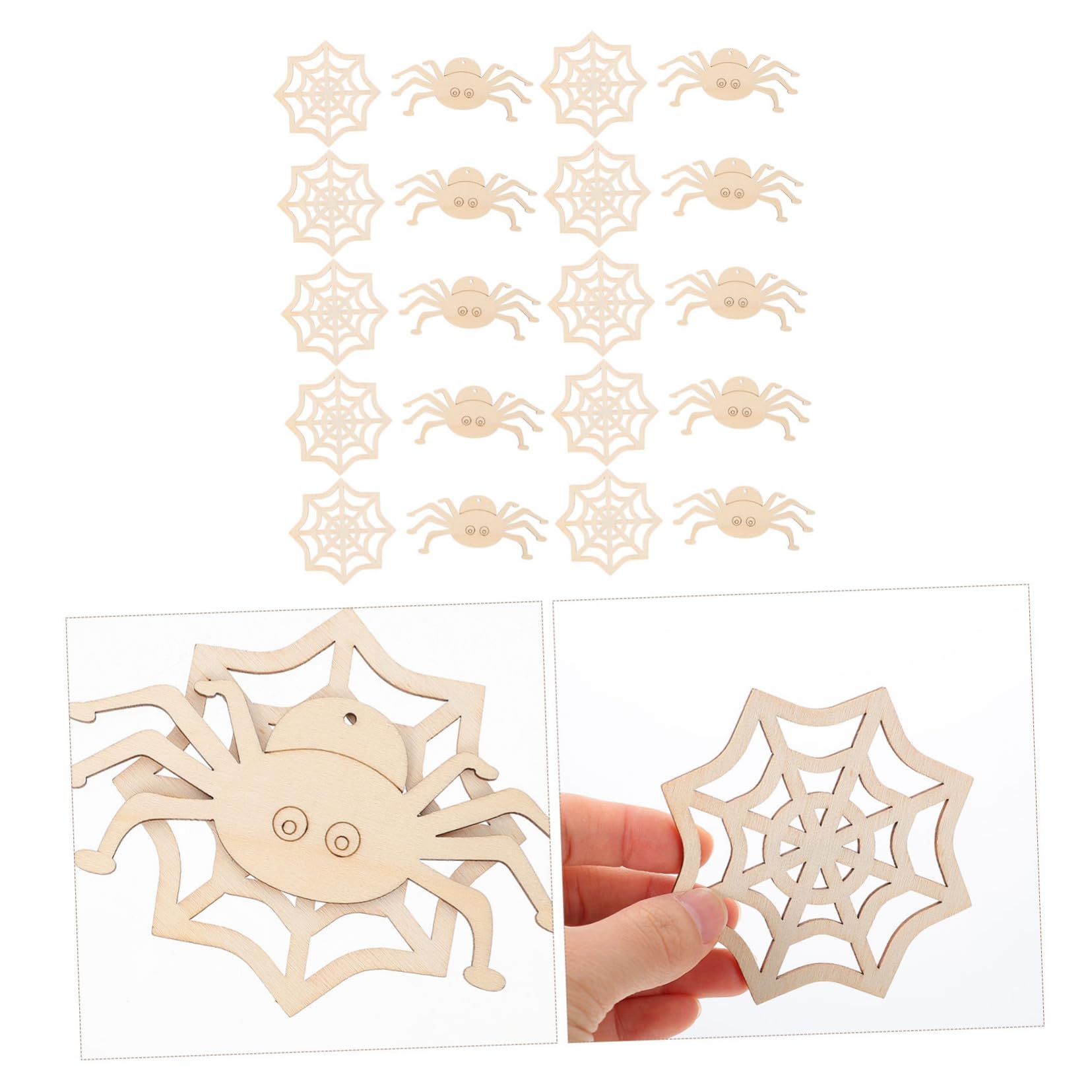 SHINEOFI 80pezzi Halloween Wooden Cutouts for Crafts Unfinished Wooden Slices for Creative Decorations Halloween Parties and Kids Activities