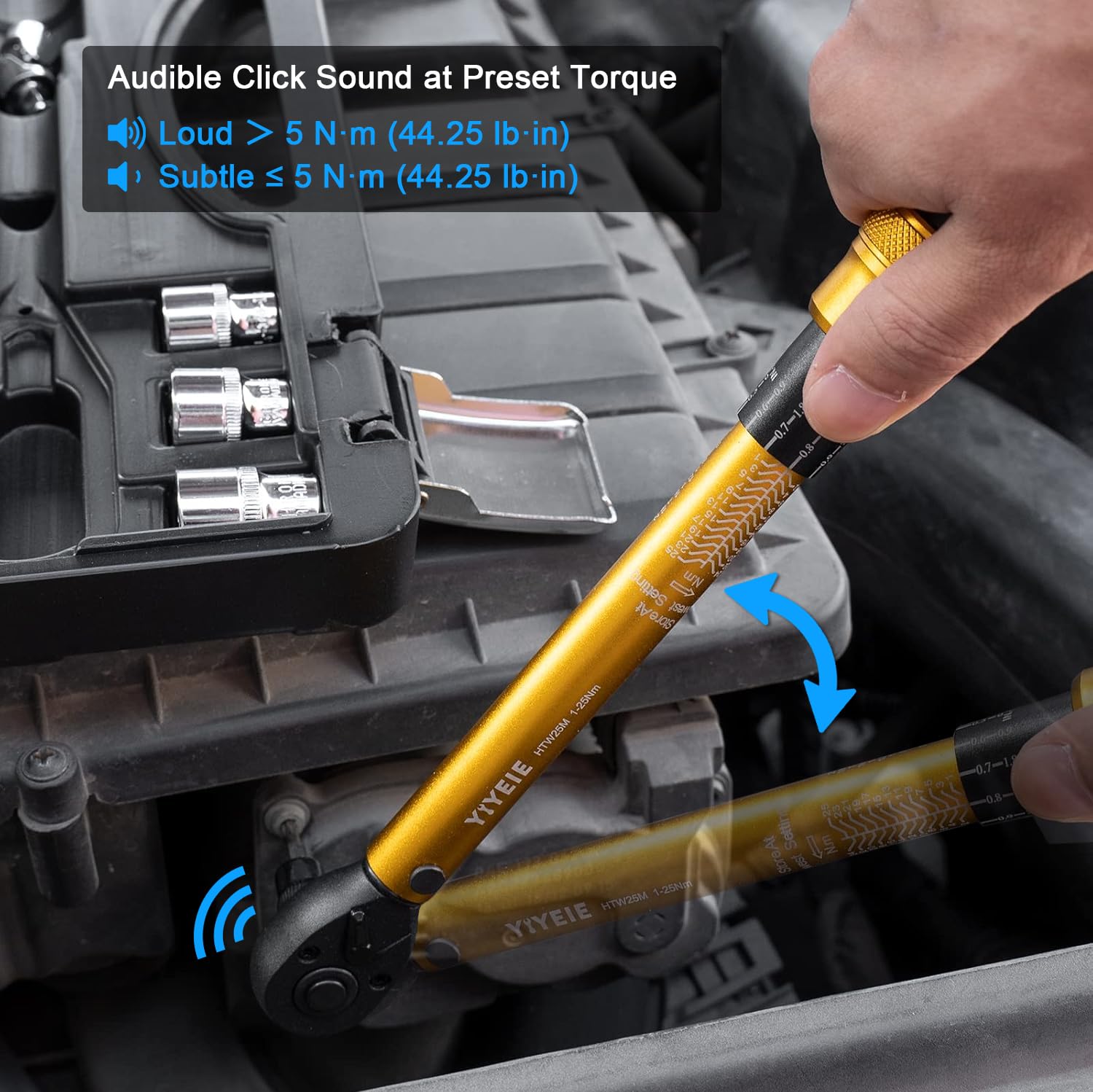 YIYEIE 1/4 Inch Drive Bike Torque Wrench, 1-25 Nm (10-222.5 in.lb