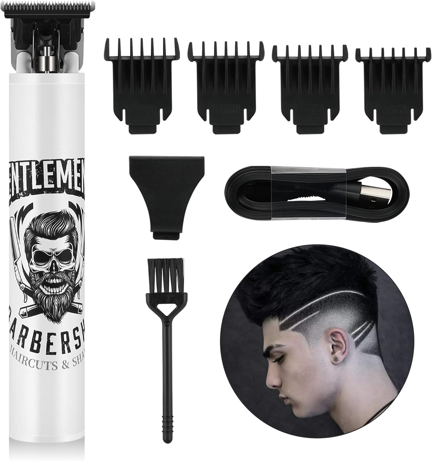 Electric Clippers Barber Grooming Kit Rechargeable Cordless Close Cutting T-Blade Trimmer Hair Clippers for Men Zero Gapped Detail Beard Shaver