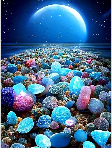 FHBUBPUP Kits de pintura de diamantes para adultos, kits de arte de diamantes de fantasía Love Beach para principiantes, arte de gema de noche de