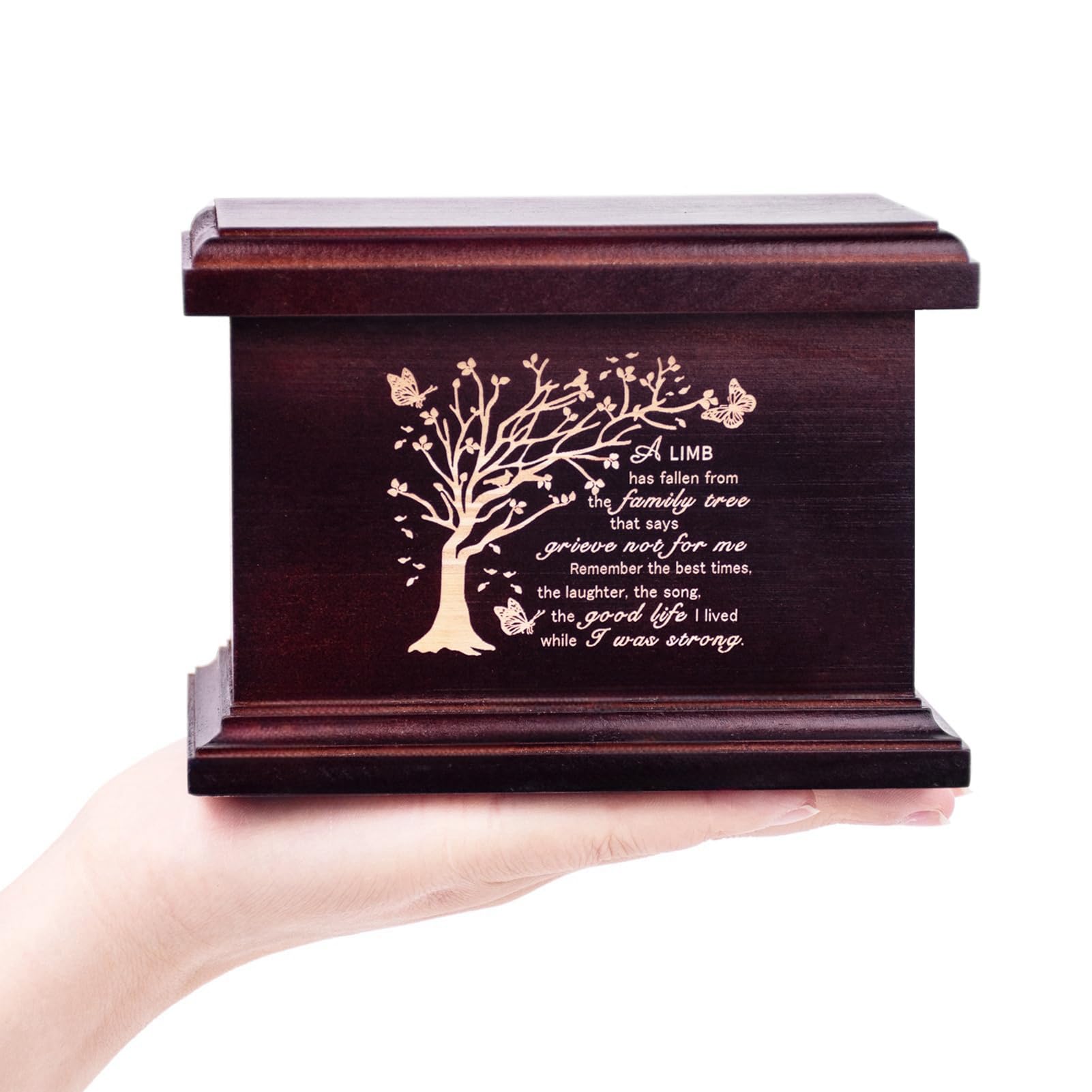 6 Inches Small Urns for Human Ashes Small Wooden Urns for Ashes, Keepsake Urns for Men Women Urns for Ashes Small Keepaske Ashes Holder, Funeral Urns, Wooden Urns Box and Casket-Tree