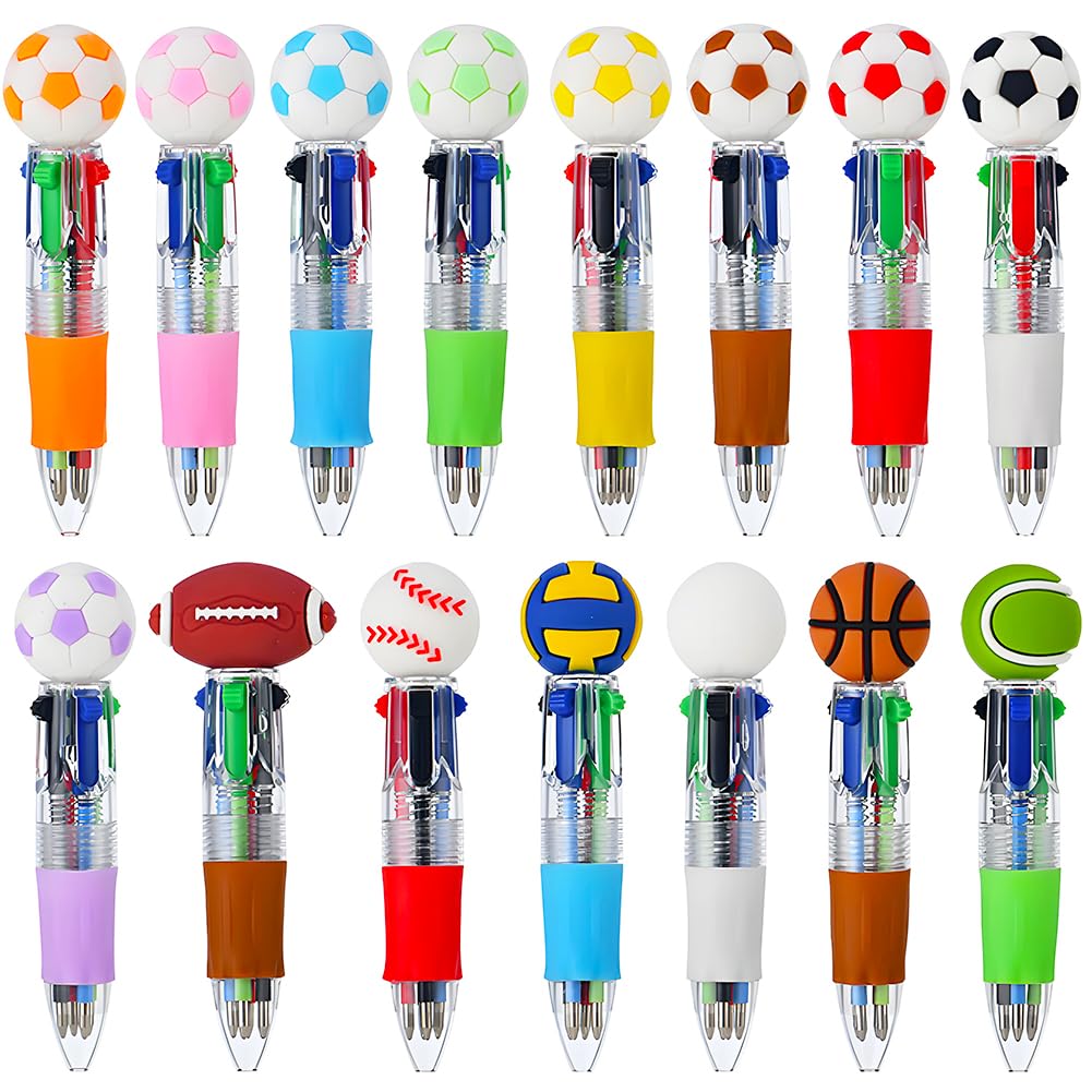CYGMRFH 15Pcs Sport Themed Pens Football Rugby Basketball Shaped 0.5mm Ballpoint Pen，Party Bag Fillers & Novelty Gifts for School, Office, Sport Lovers & Goodie Bags Stuffers (Modern)