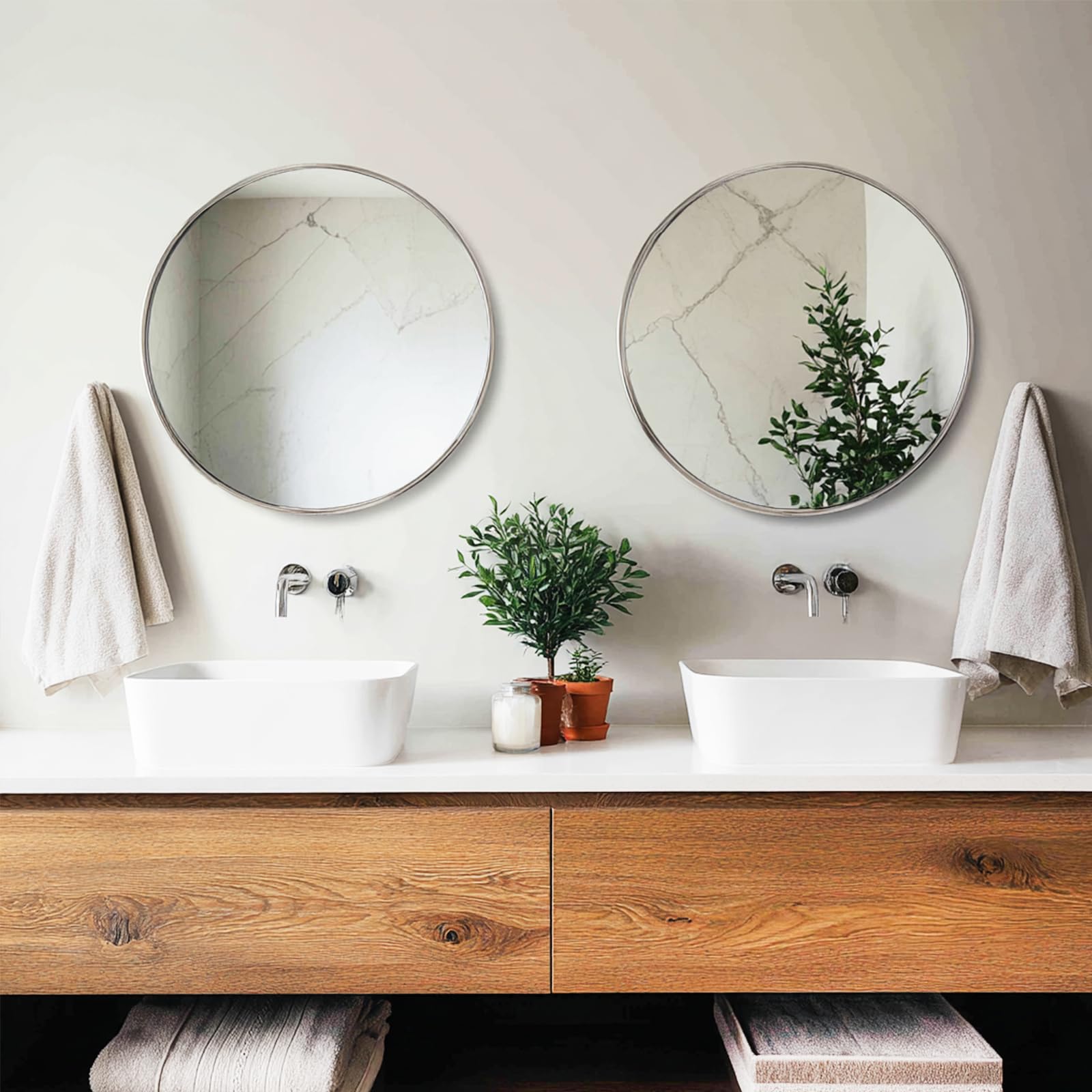 Oruii Round Mirror Silver 24 inch 2 Packs