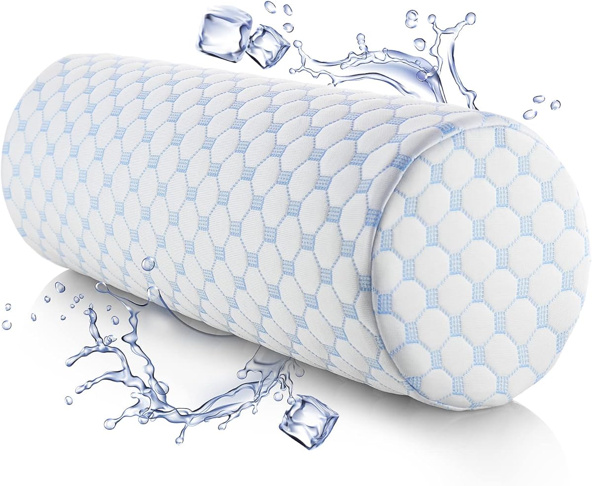 Nestl Neck Roll Pillow for Pain Relief - Premium Memory Foam – Bolster Pillow for Sleeping with a Breathable Cooling Cover - Comfy Cylinder Neck Roll Pillow