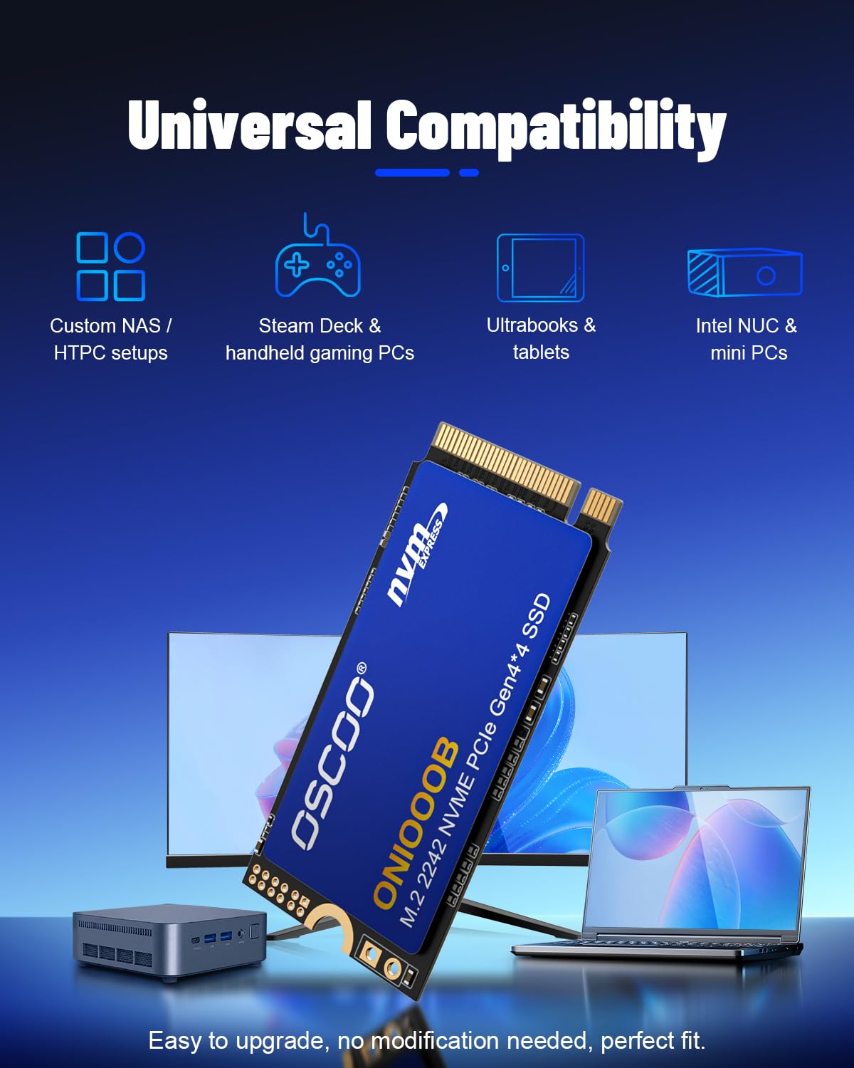 Amazon.com: 1TB M.2 2242 NVMe SSD PCIe Gen4 x4, Up to 4800MB/s, 3D