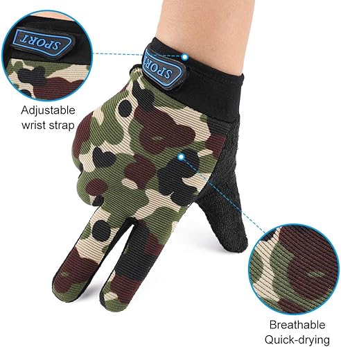 Miniatura 4 de Accmor Guantes de ciclismo para niños, transpirables, antideslizantes, guantes de dedo completo para niños, ciclismo, escalada, equitación, ciclismo