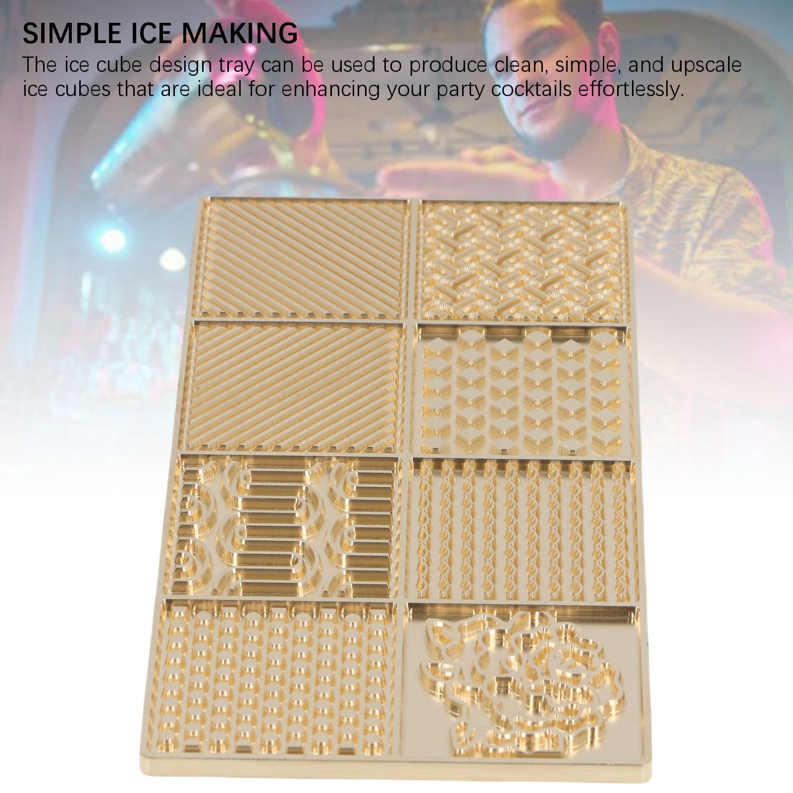 Brrnoo Bandeja de Cobre para Sellos de Cubitos de Hielo, Multiusos, Moderna, Fácil de Limpiar, para Bar, Fiesta, Cóctel (d02)