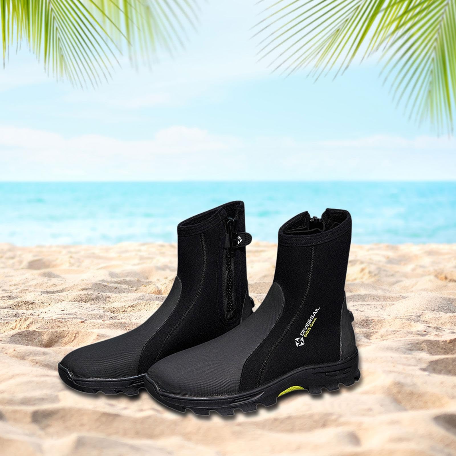 Bottes de Plongée Bottillons En Néoprène Chaussures de Mer Chaussons Antidérapants avec Fermeture Éclair et Semelle En Caoutchouc Adapté pour La