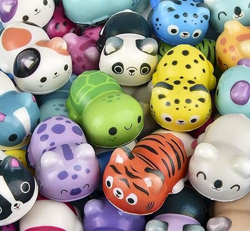 Miniatura 2 de Curious Minds Busy Bags Juego de 24 (2 docenas) lindos animales ponedores, micro juguetes esponjosos, de espuma viscoelástica, recuerdos de fiesta,