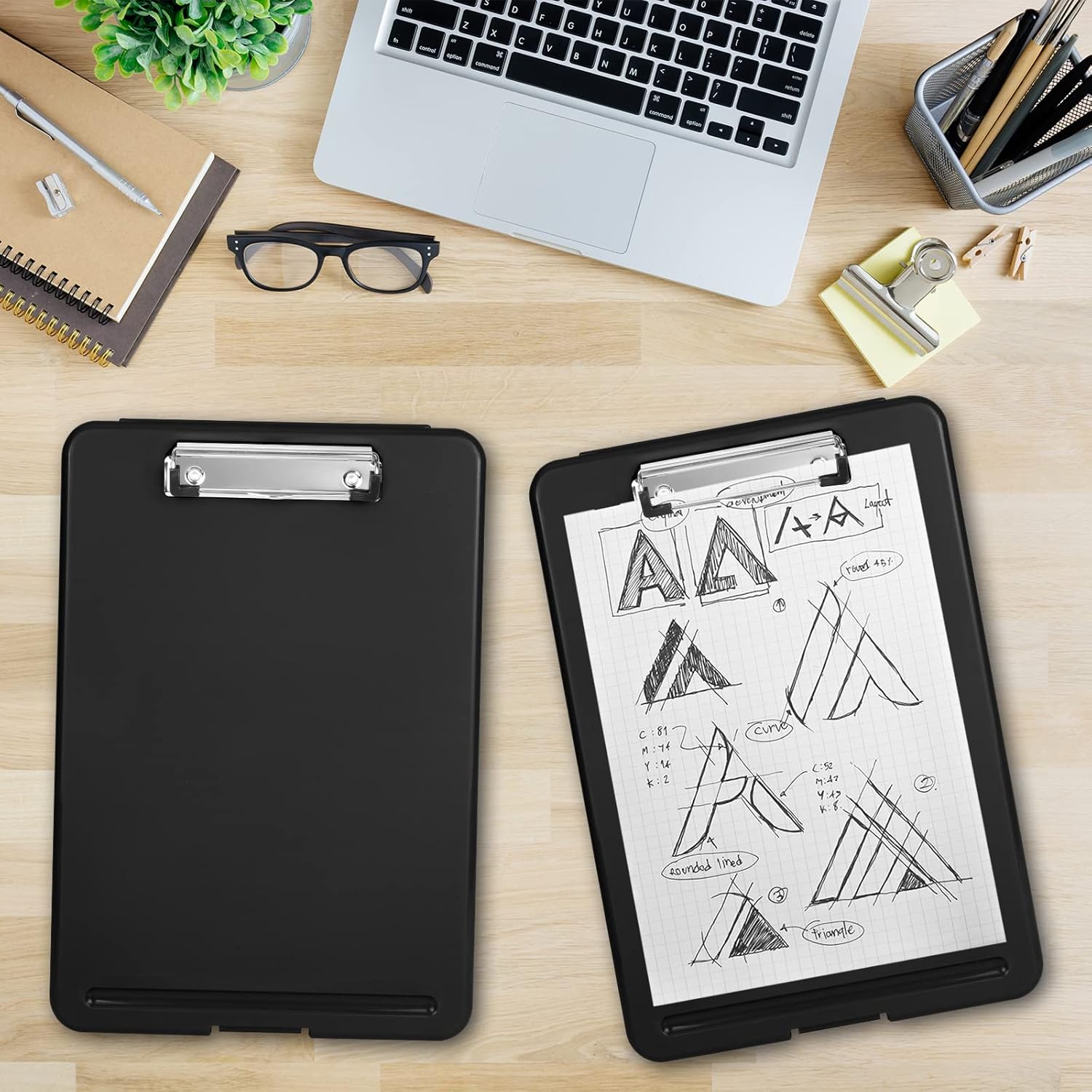 IKAYAS Heavy Duty 9.5 x 13.8 Inch Translucent Metal Storage Clipboard with Black Plastic Clip, Paperboard for Classroom, Office, School, Hospital