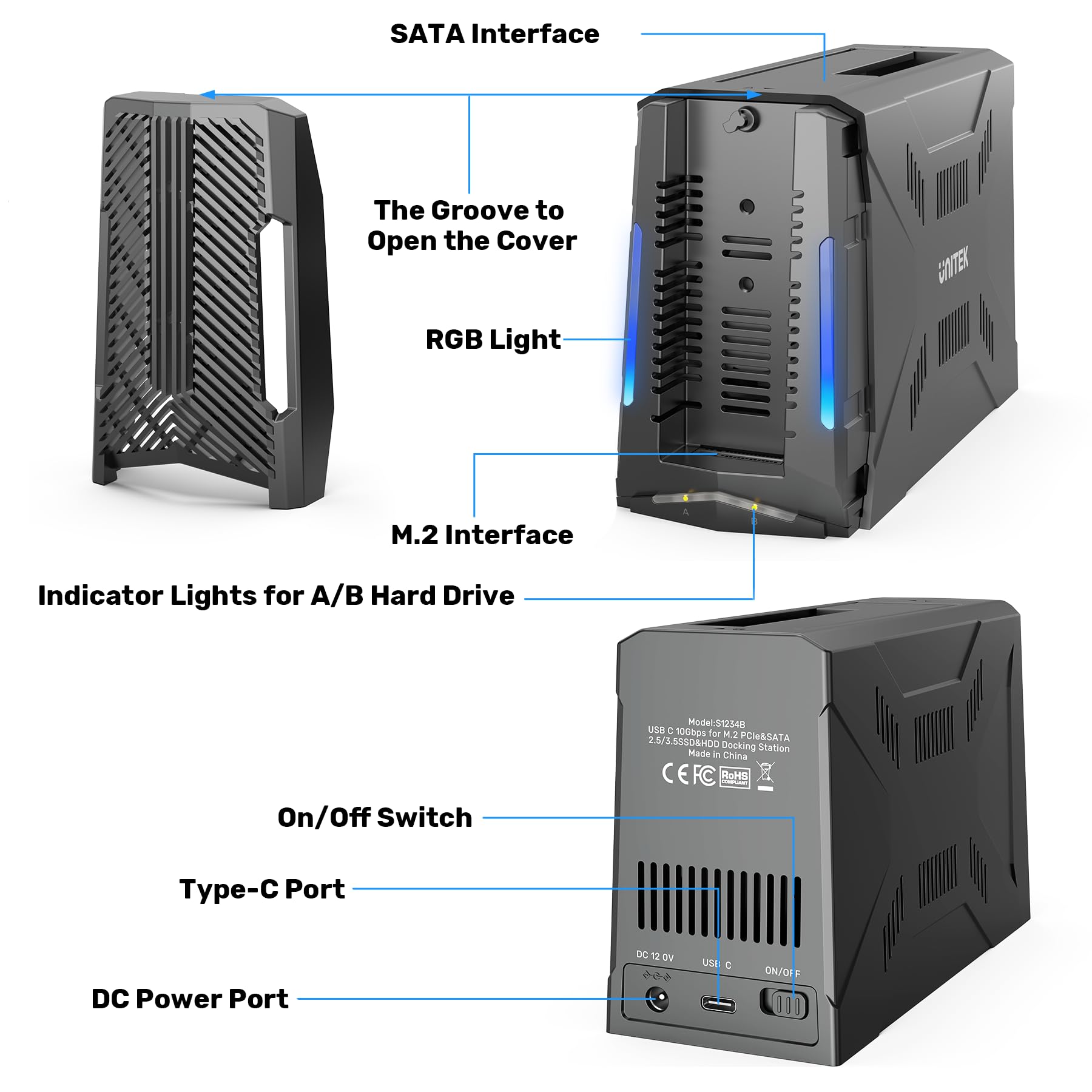 Unitek M.2 NVMe SSD Docking Station, M.2 NVMe & SATA to USB C Hard