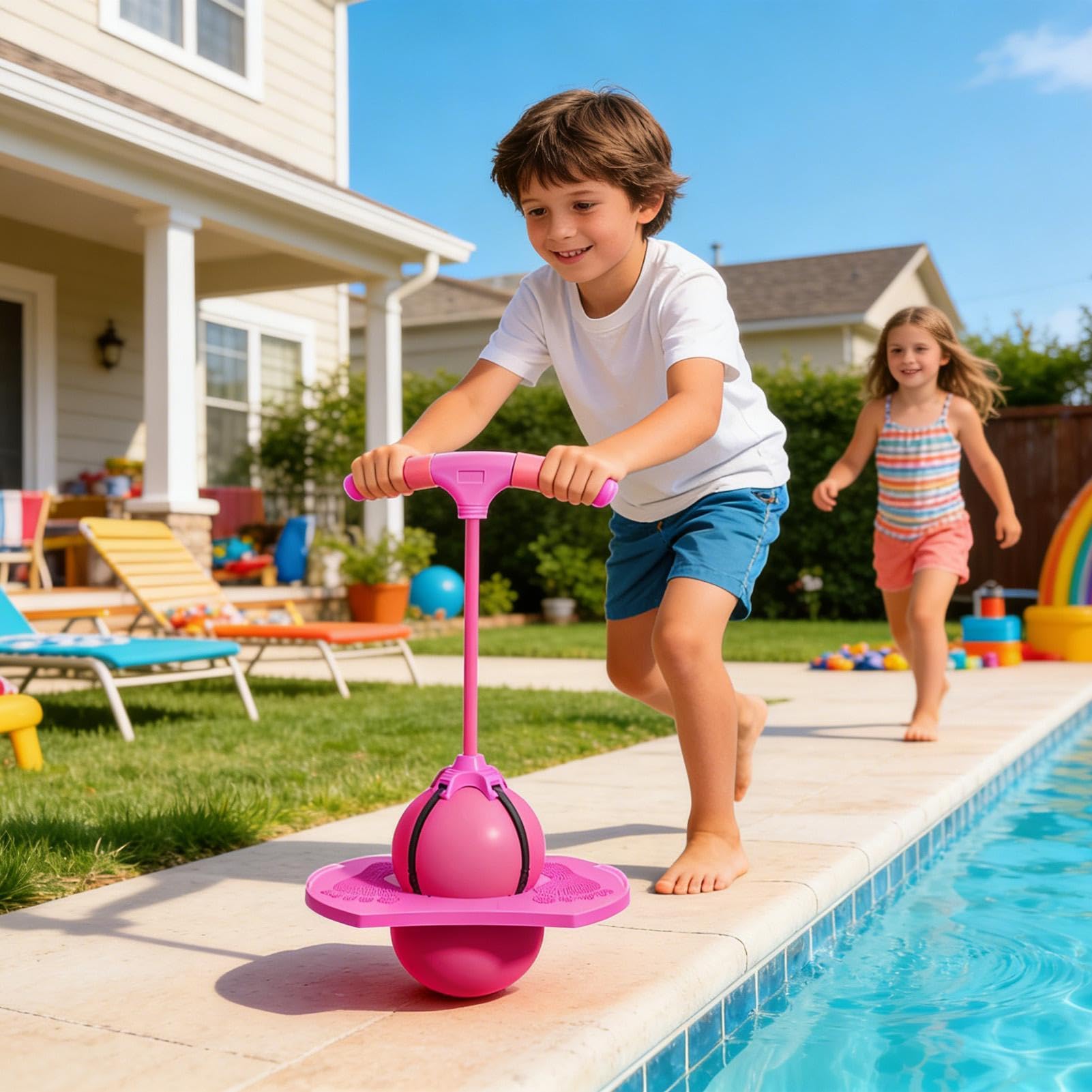 Palla rimbalzante in equilibrio | Palla da salto in equilibrio bambini | Palline rimbalzanti Space con maniglia e pompa esercizi | Giocattolo saltatore con pompa a bastone palline rimbalzanti