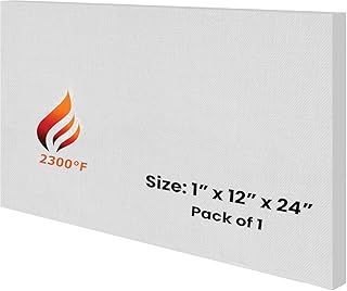 SIMOND STORE 24" x 12" x 1" Ceramic Fiber Board - Fireproof Board - Ceramic Fiber Insulation Board for Stove, Furnace, Forge, Kiln, Boiler, Pizza Oven, Fireplace Baffle Board - 2300F Rated