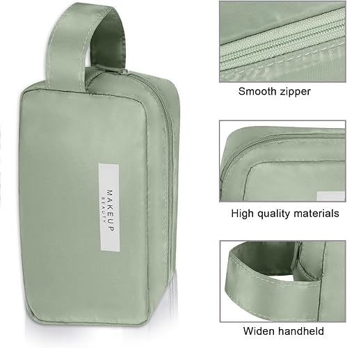 Miniatura 5 de Queboom Bolsa de maquillaje de viaje Bolsa de cosméticos Bolsa de maquillaje Bolsa de aseo para mujeres y niñas, verde-3 piezas, Moda