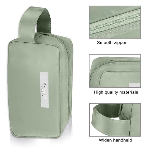 Miniatura 5 de Queboom Bolsa de maquillaje de viaje Bolsa de cosméticos Bolsa de maquillaje Bolsa de aseo para mujeres y niñas, verde-3 piezas, Moda