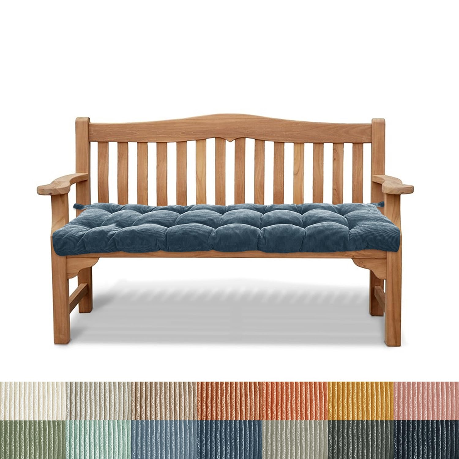 Indoor/Outdoor Bench Cushion 155X35X6CM Comfortable Tufted Pad for Bay Window Seat Non slip Back Cushion Patio Garden Furniture Sofa Swing Chair Seat Cushion (Blue Black)