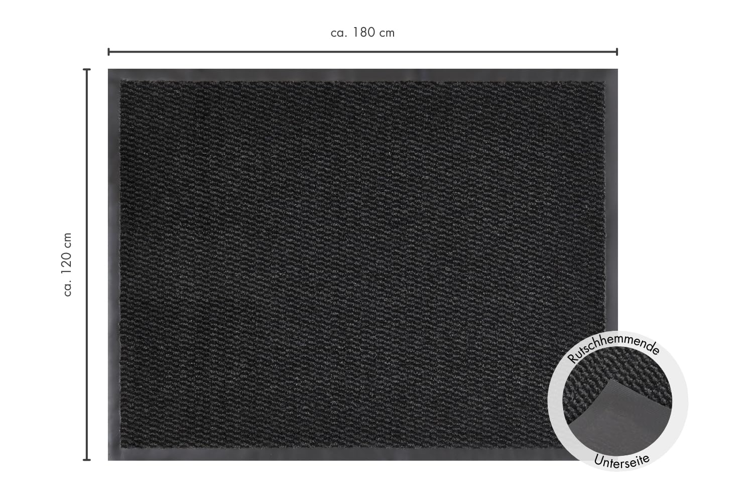 andiamo Fußmatte Easy - Schmutzfangmatte, Türmatte & Fussmatte für den Eingangsbereich - Läufer Flur nimmt Schmutz effektiv auf - 120 x 180 cm in Anthrazit