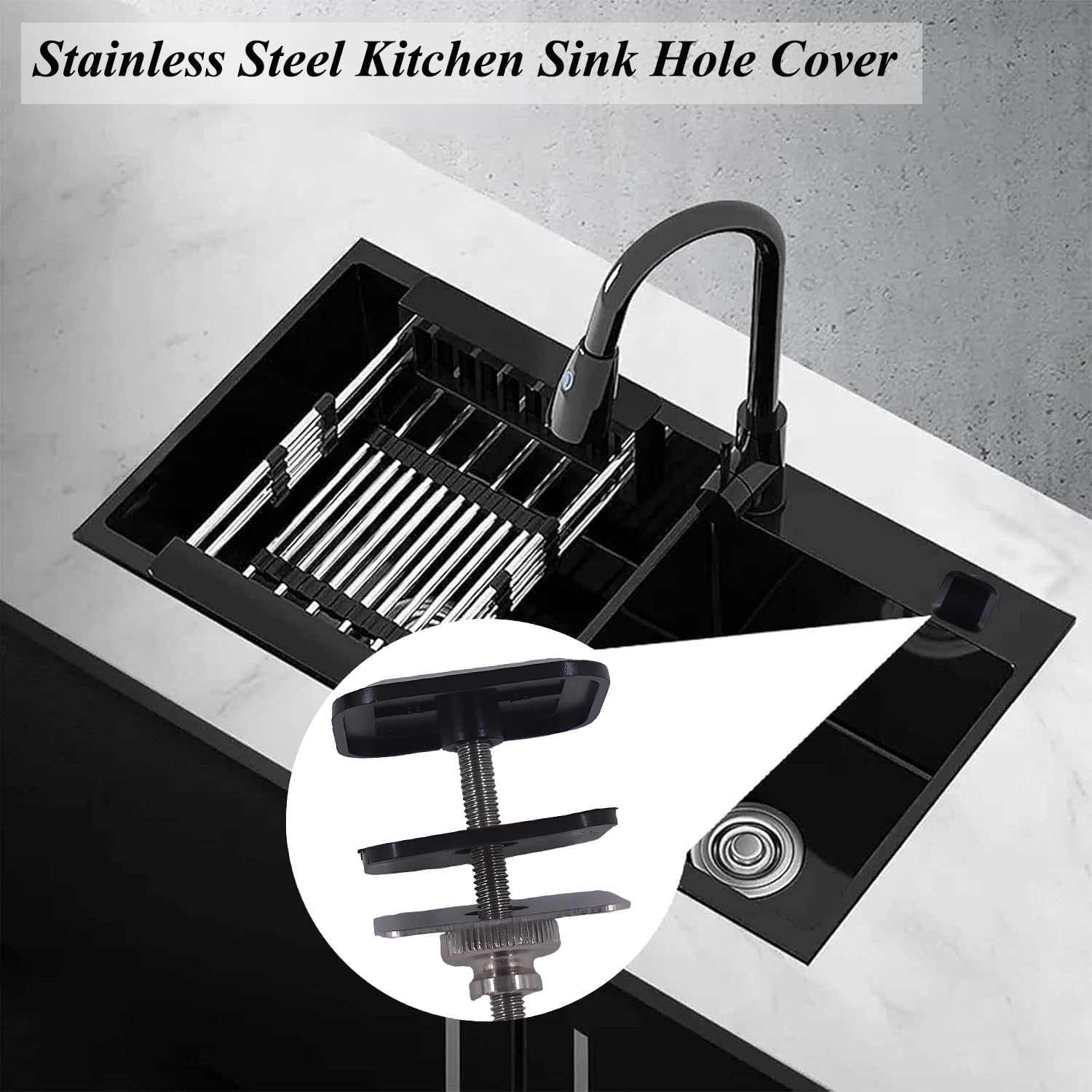 Stainless Steel Kitchen Sink Hole Cover 1.77 Inch/4.5CM Faucet Hole Cover Kitchen Sink Tap Hole Plate Stopper Cover Blanking Metal Plug - Image 4