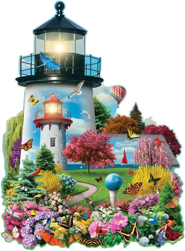 750 Piece Jigsaw Puzzle for Adults – Lighthouse Garden - Jigsaw Puzzle by Artist Alan Giana, Completed Puzzle Size: 20" x 27"