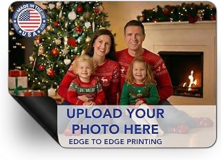 Custom Photo Magnets for Fridge - 5x7 Inches Large, Personalized Picture Refrigerator Magnet - Premium Family Portrait Gift, Waterproof, Christmas Holiday, Add Text, Made in USA