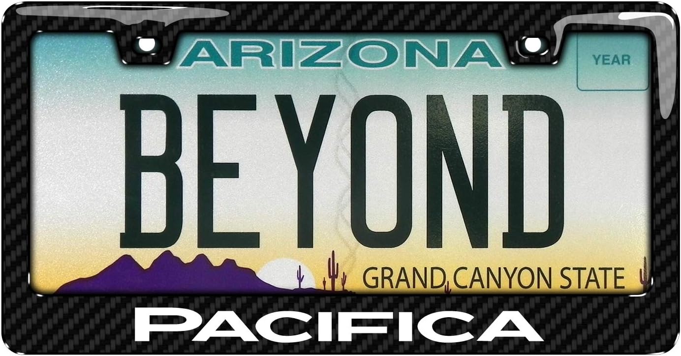 iPick Image for Chrysler Pacifica Black Real Carbon Fiber Finish ABS Plastic License Plate Frame