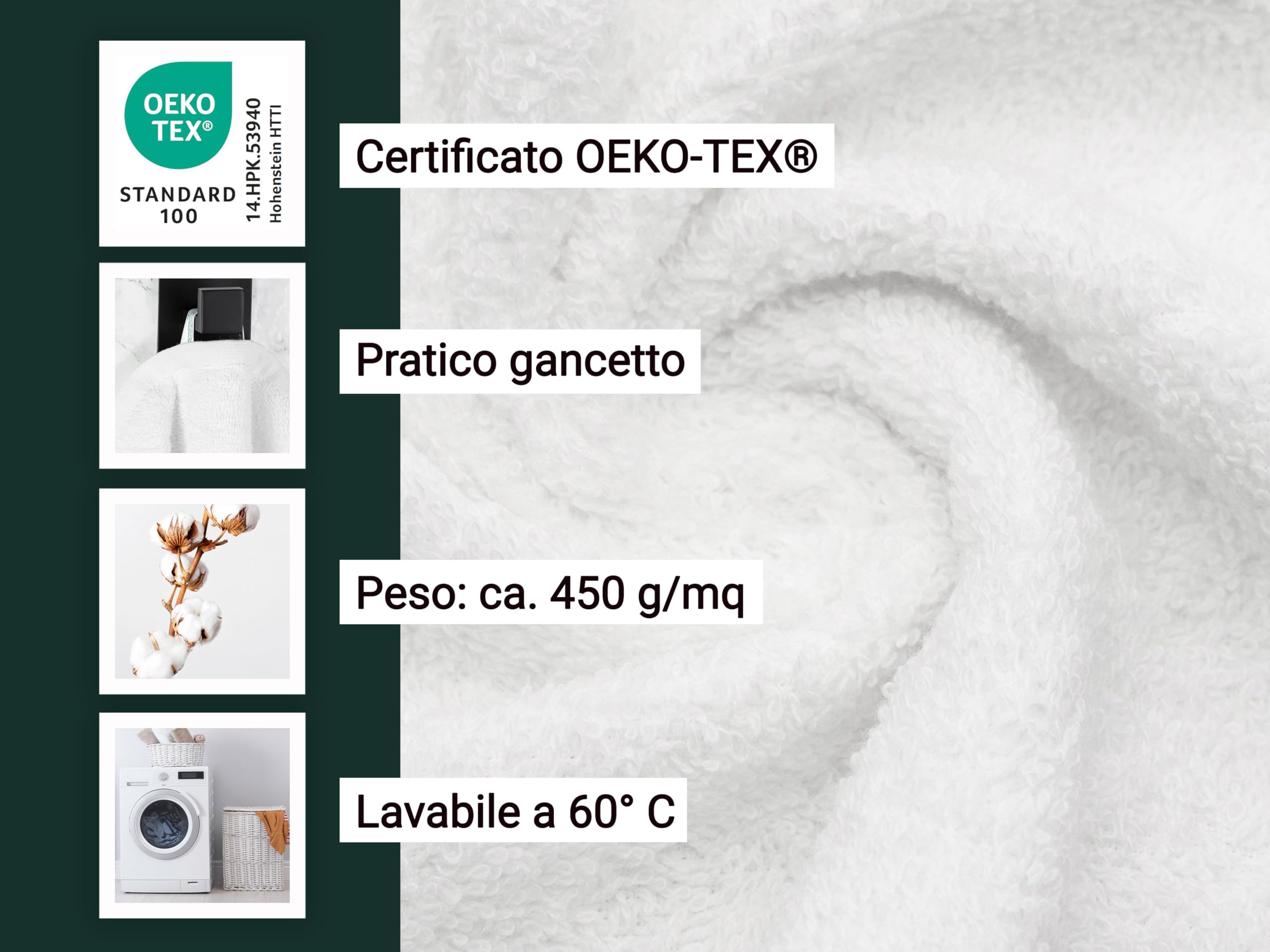 ZOLLNER 10 asciugamani per ospiti - piccole lavette morbide in 30x50 cm - lavabili a 60°C - cotone - bianco - qualità alberghiera - certificat - Oeko Tex®