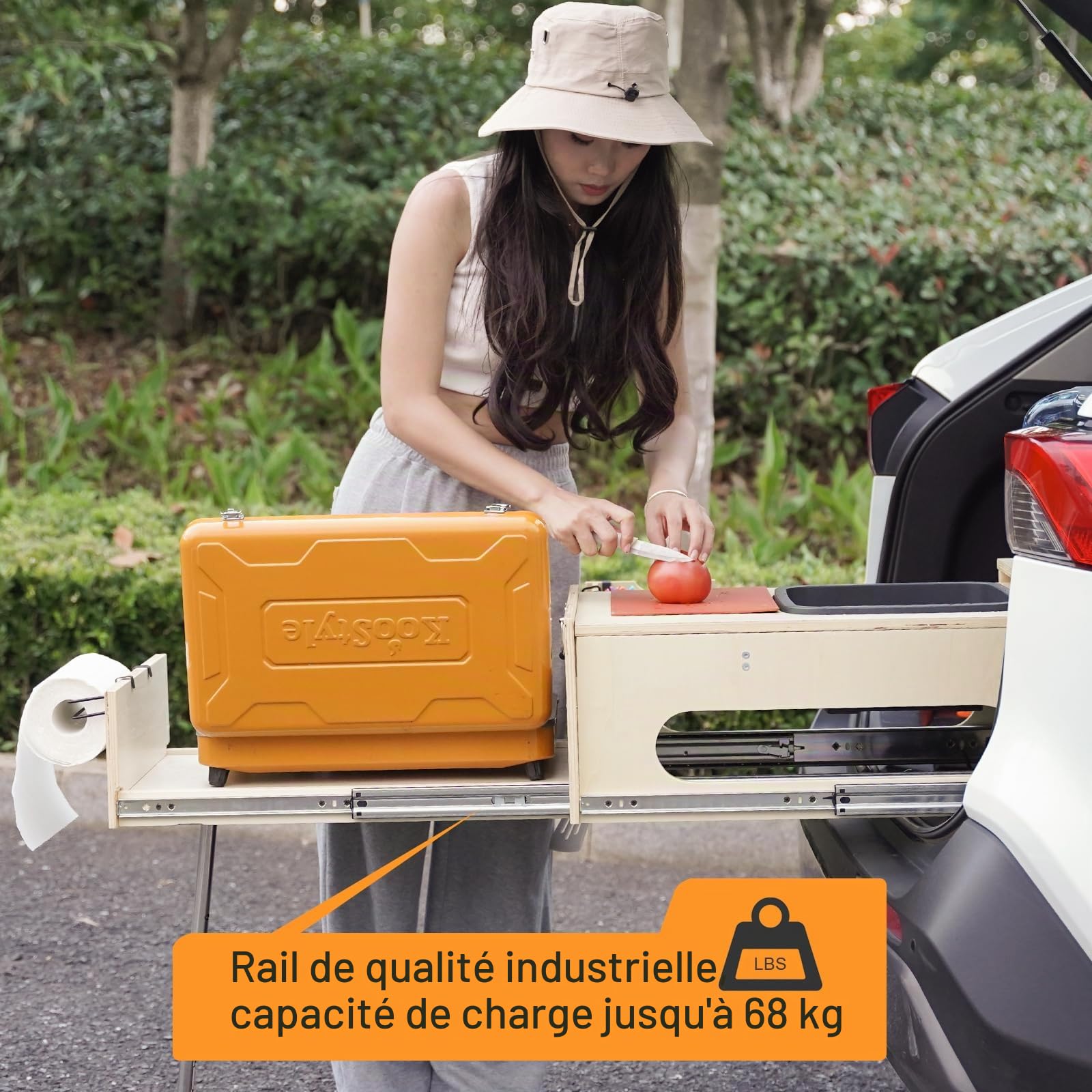 Overland Boîte de camping pliable pour voiture, cuisine de camping avec évier, boîte de cuisine, camping, espace de rangement et espace pour 2 brûleurs – Parfait pour la cuisine, le lavage