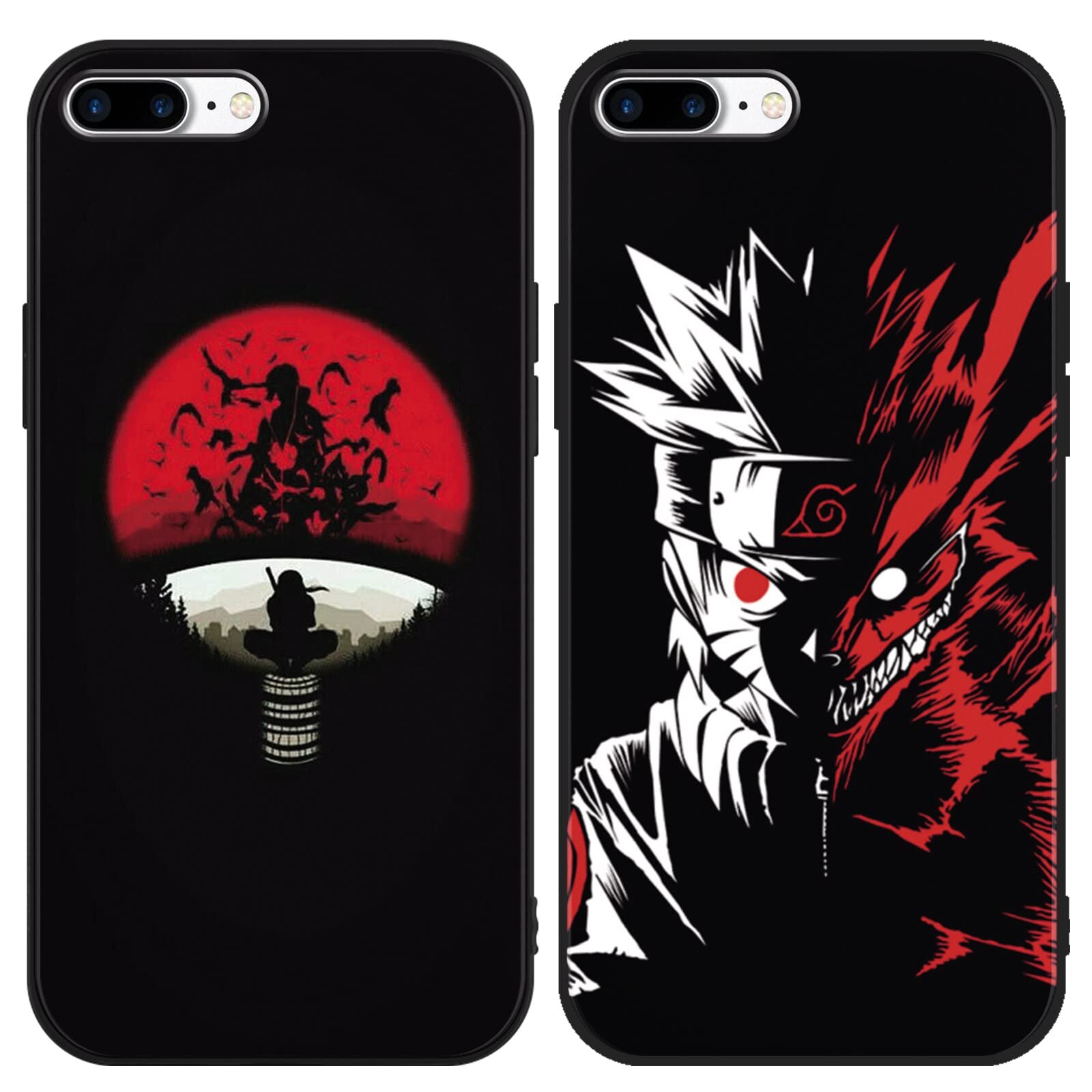 2 Pack Japanese Anime Phone Case for iPhone 7 Plus/iPhone 8 Plus Case 5.5", Cool Manga Design Pattern, Comics Cartoon Silicone Cases for Men Boys Women Girls, Soft Funda para iPhone7 Plus/iPhone8 Plus