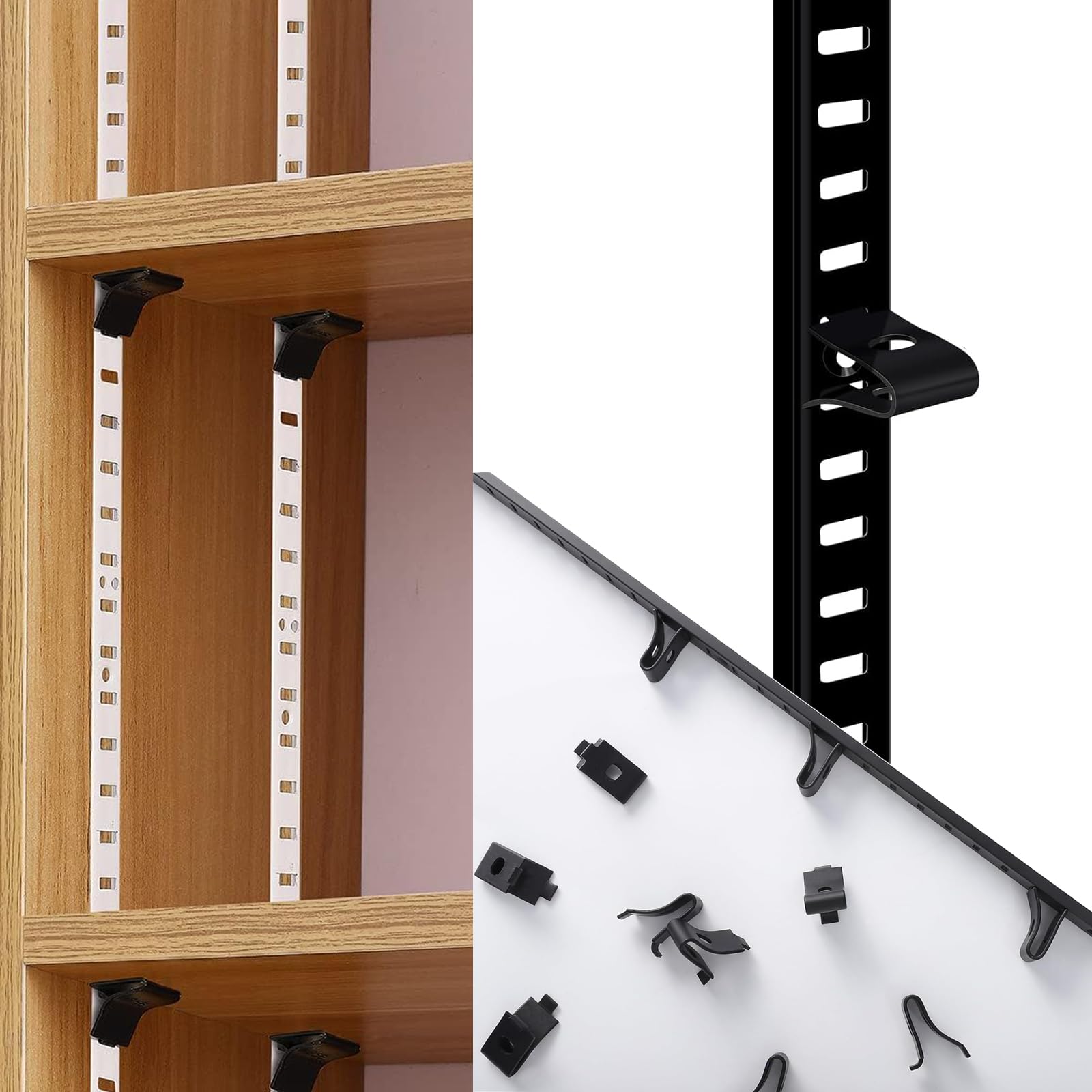 20Pcs Adjustable Cabinet Shelf Bracket Clips, Metal Shelf Bracket Clips, Shelf Pegs, Pilaster Shelf Support Clip - Image 4