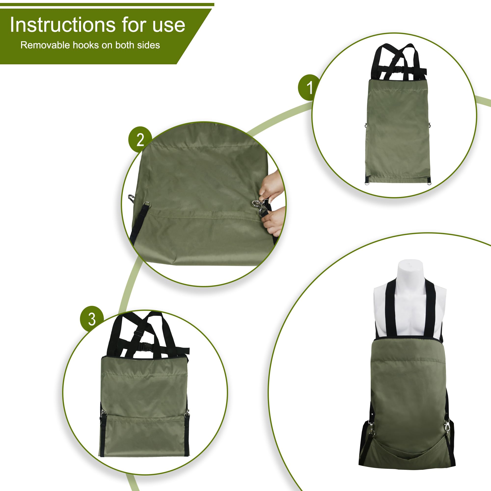 Harvest - Bolsa para recoger frutas, delantal de jardinería, bolsa de almacenamiento de manzana, resistente y ajustable, para cosecha al aire libre, huerto, granja, jardín, Ejercito Verde, Talla única