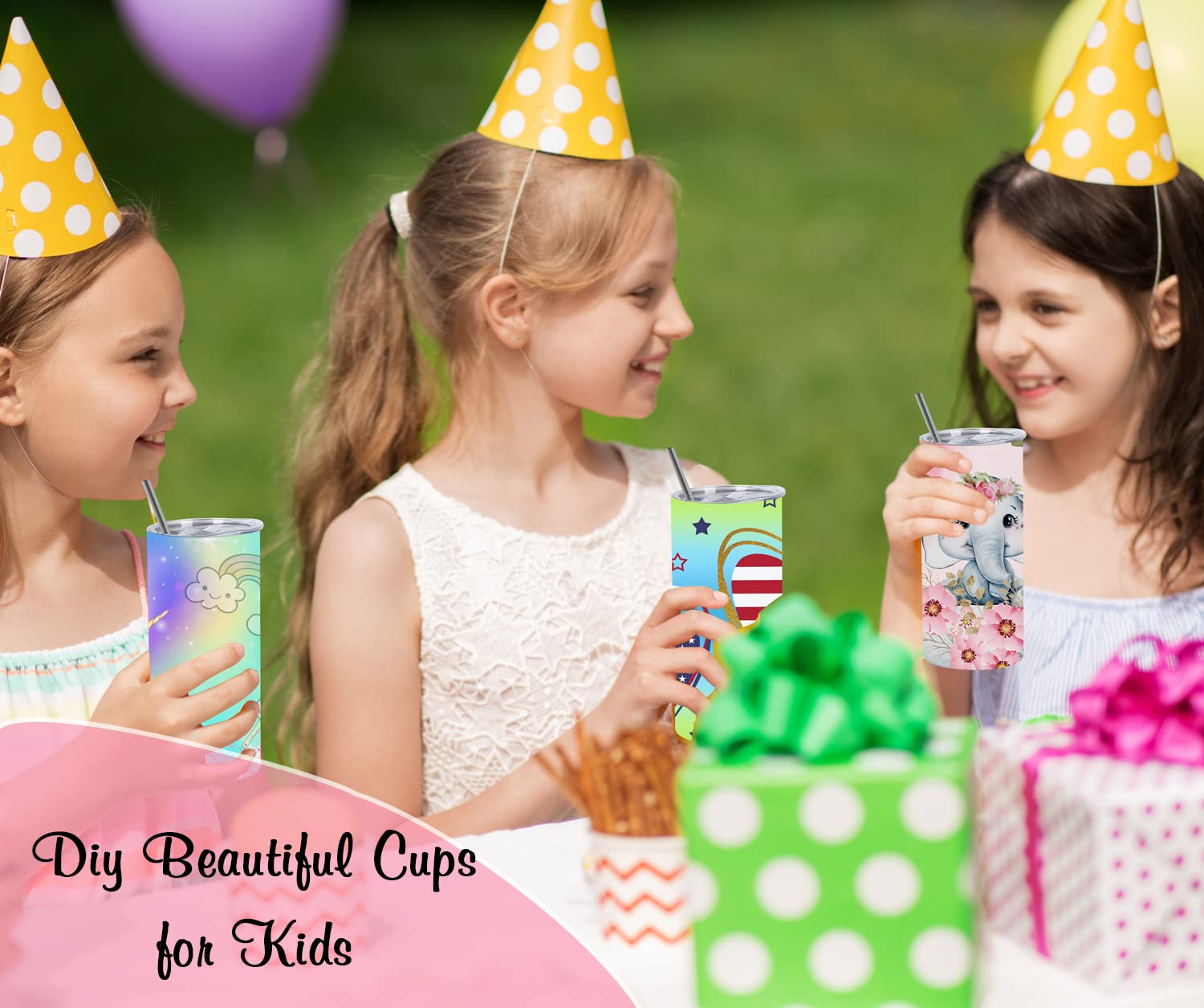 Wzaytia 15 Oz Sublimation Tumblers (12 Pack), Skinny Straight Kids Tumblers, Individually Gift Boxed, White