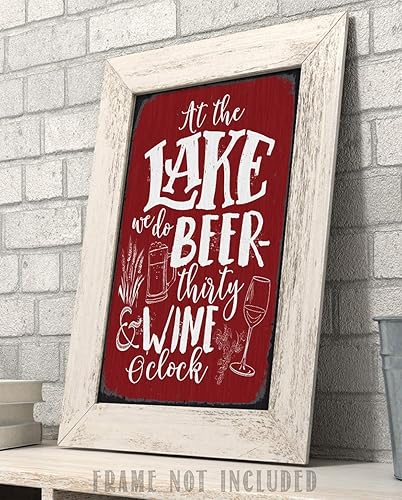 Miniatura 3 de At The Lake We Do Beer Thirty And Wine O'clock - Great Lake House Decor, Cabin and Lake Home Bar Decoration, Beer Wine Lovers Housewarming Gift,