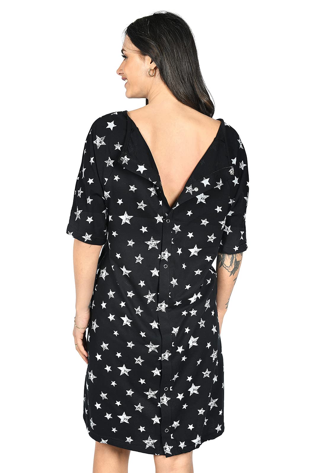 MijaCulture 3 en 1 Maternité Robe Chemise/Maternité Allaitement Coton Robe de Nuit pour accoucher 4128