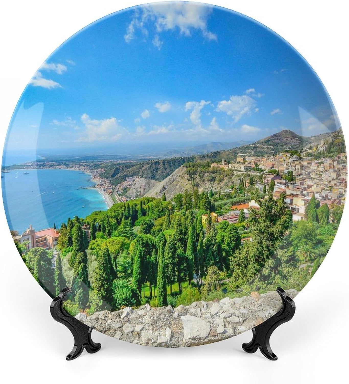 Decorative Ceramic Wall Decor Plate with Display Stand 10" Theatre Theater Greek Italy Modern Dessert Plate Farmhouse Home Office Kitchen Tabletop Desk Art Household Porcelain Plate